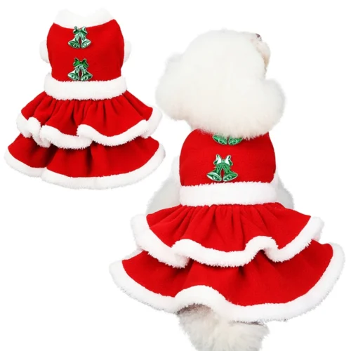 Christmas Dog Dress – Red Ruffle Skirt Holiday Costume
