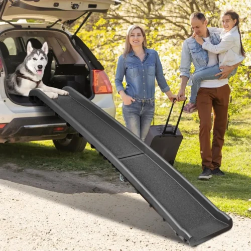 Folding Dog Ramp for Car Truck SUVs 62 Inches Non Slip with Raised Siderails