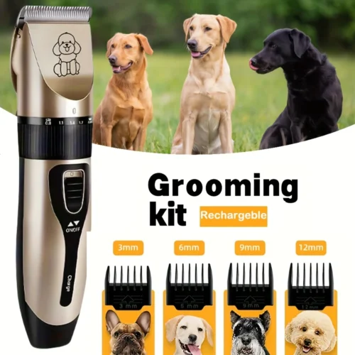 USB Rechargeable Pet Electric Clipper Kit for Dogs, 4in 1 Low Noise Cordless Silent